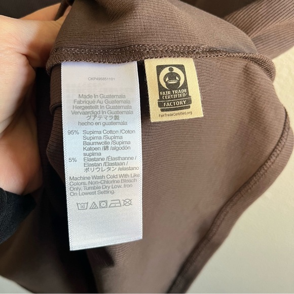 NWT Madewell (Re)generative Cotton Ribbed Cap-Sleeve Tee Brown XL - Picture 7 of 7